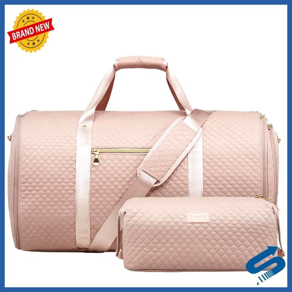 Convertible Garment Bag with Shoe Pouch, 2-in-1 Travel Duffel, Weekender